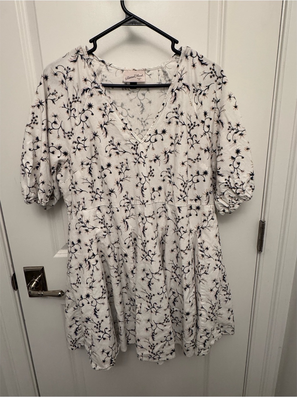 Floral White V-Neck Skater Dress